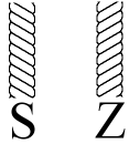 Venstre ("S")-  og høyrereslått ("Z") tauverk